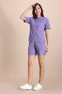 Zivame 2 Mile Fashion Knit Cotton Loungewear Set - Purple Haze — thumbnail 3
